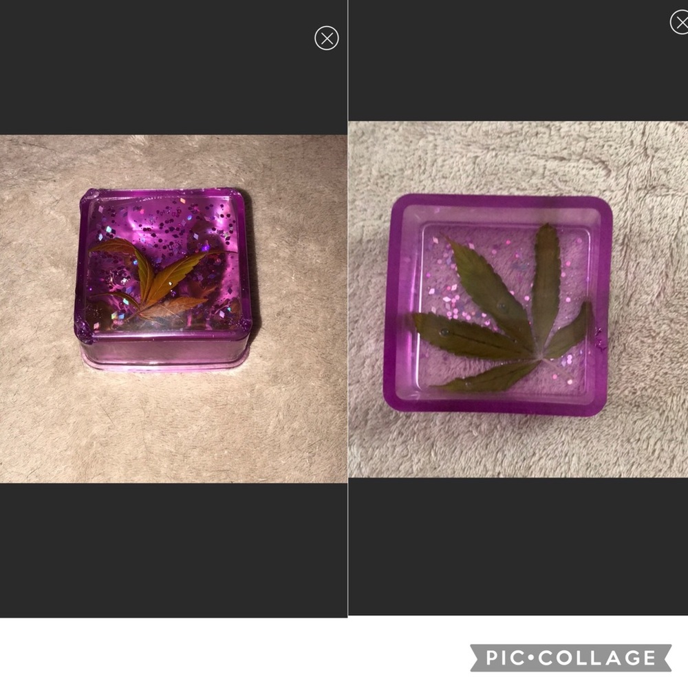 Epoxy Resin Square trinket box with leaves 🍁 New